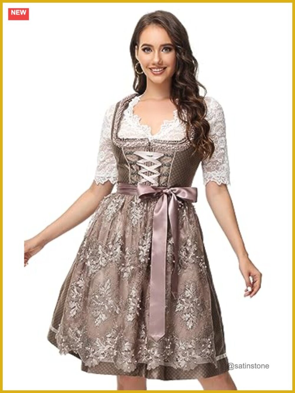 Authentic Dirndl Dress Bavarian Oktoberfest Halloween Costume Embroidered